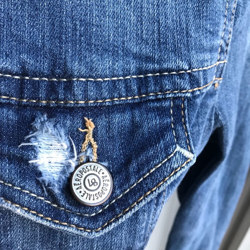 Aeropostale Distressed Cropped Jean Jacket *J10 - Picture 3 of 8
